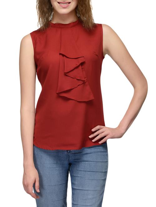 red crepe solid top - 14917258 - Very Small Image - 1