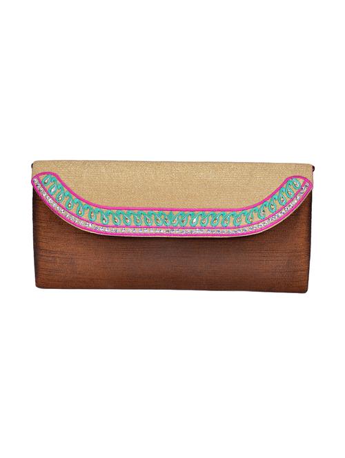 brown polyester fold over clutch - 14918176 - Very Small Image - 1