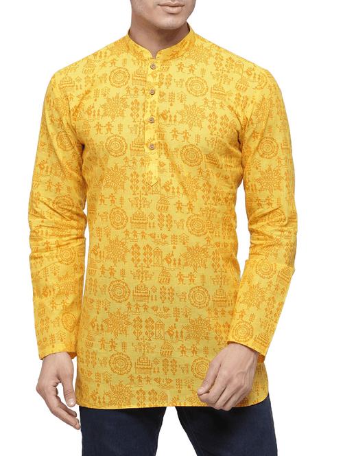 yellow printed short kurta - 14919173 - Very Small Image - 1