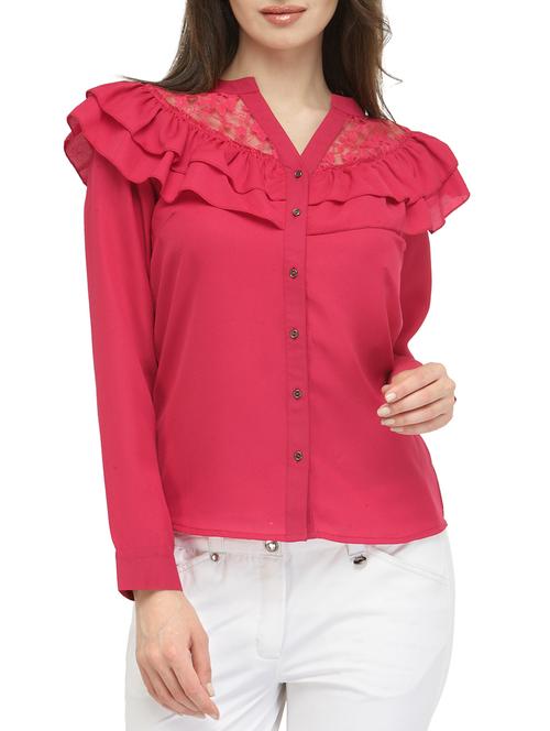 solid pink ruffled shirt - 14919778 - Very Small Image - 1