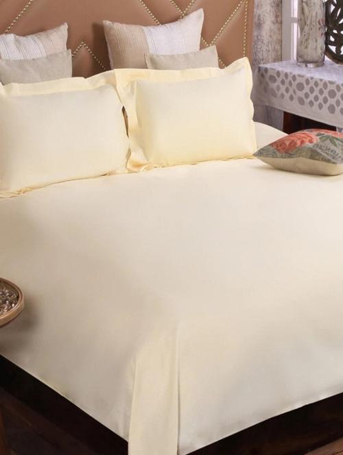 yellow solid cotton double bedsheet - 14920010 - Very Small Image - 1