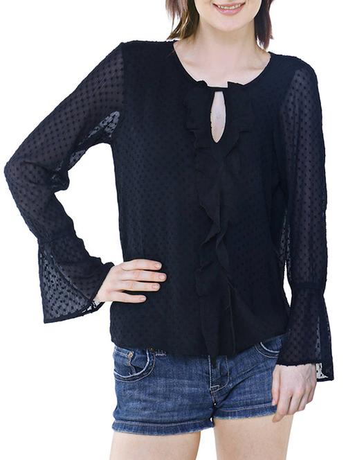 navy blue chiffon top - 14920151 - Very Small Image - 1