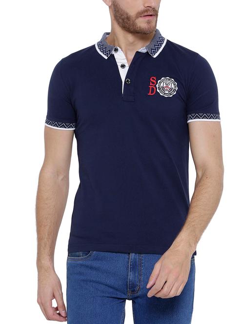 navy blue cotton t-shirt - 14920226 - Very Small Image - 1