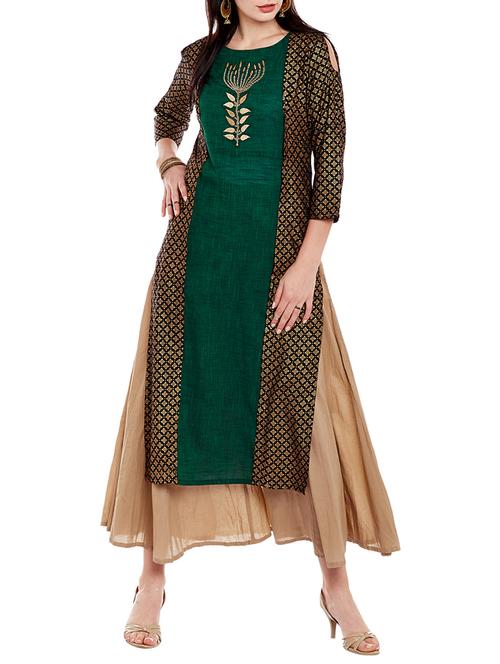 embroidered straight kurta - 14921214 - Very Small Image - 1