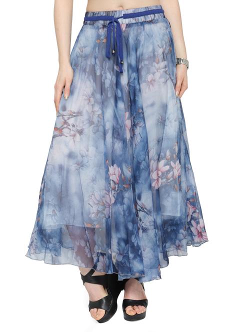 blue chiffon maxi skirt - 14921490 - Very Small Image - 1