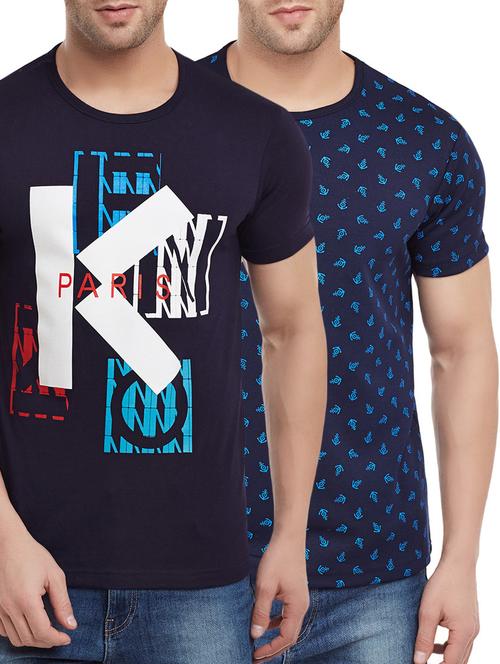 navy blue cotton combos t-shirt (set of 2) - 14921883 - Very Small Image - 1