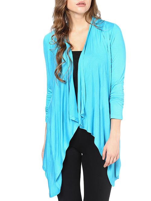 blue viscose solid asymmetrical shrug - 14921925 - Very Small Image - 1