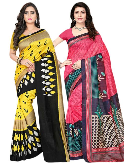 multi colored silk combos saree with blouse - 14922316 - Very Small Image - 1