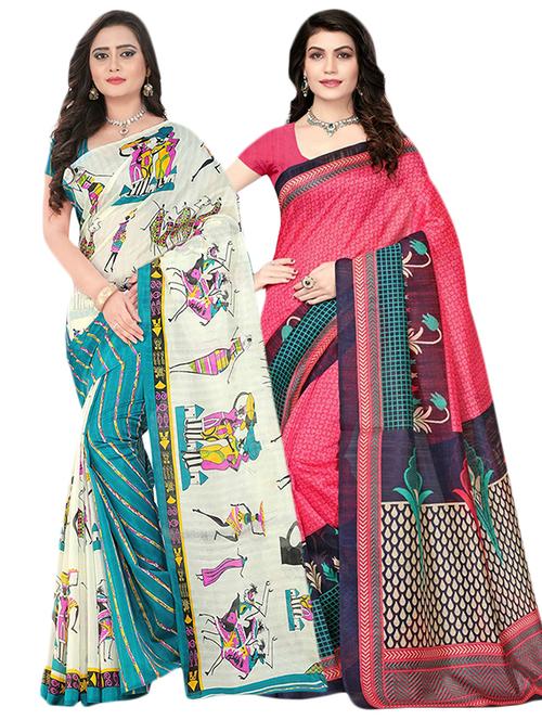 multi colored silk combos saree with blouse - 14922319 - Very Small Image - 1