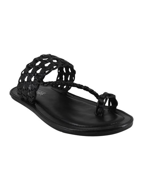 black leatherette toe separator slipper - 14922349 - Very Small Image - 1