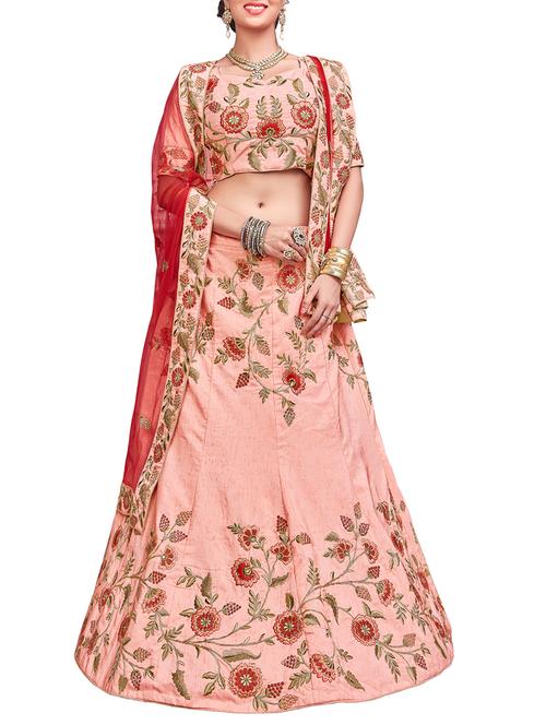 pink silk panelled lehenga - 14922366 - Very Small Image - 1