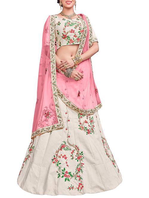 off white silk panelled lehenga - 14922368 - Very Small Image - 1