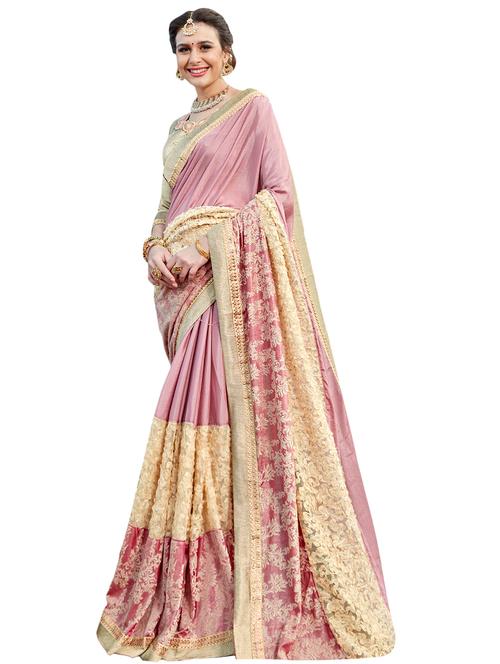 pink georgette embroidered saree with blouse - 14922383 - Very Small Image - 1