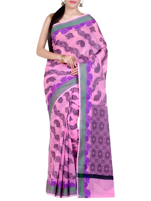 paisley motif woven saree with blouse - 14923250 - Very Small Image - 1