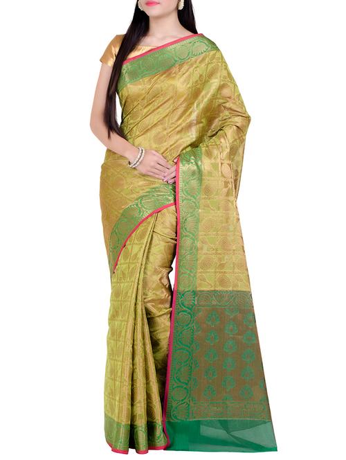 contrast border conversational woven saree with blouse - 14923257 - Very Small Image - 1