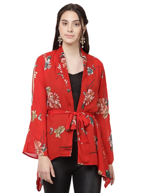 front tie floral shrug - 14923852 - Very Small Image - 1