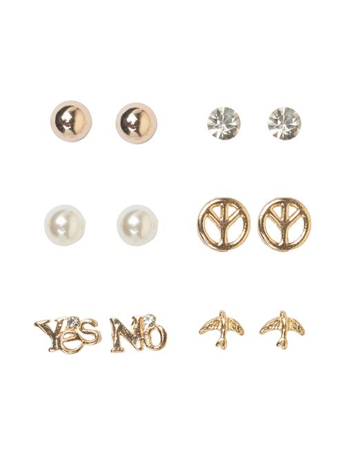 gold metal studs (set of 6) earrings - 14924050 - Very Small Image - 1