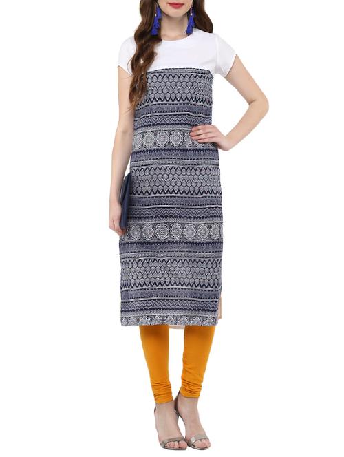 blue crepe straight kurta - 14924058 - Very Small Image - 1