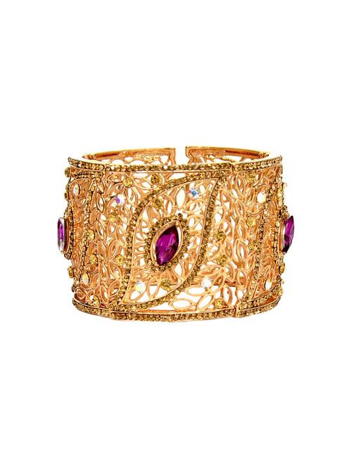 purple gold tone stone bangle bracelet - 14924158 - Very Small Image - 1