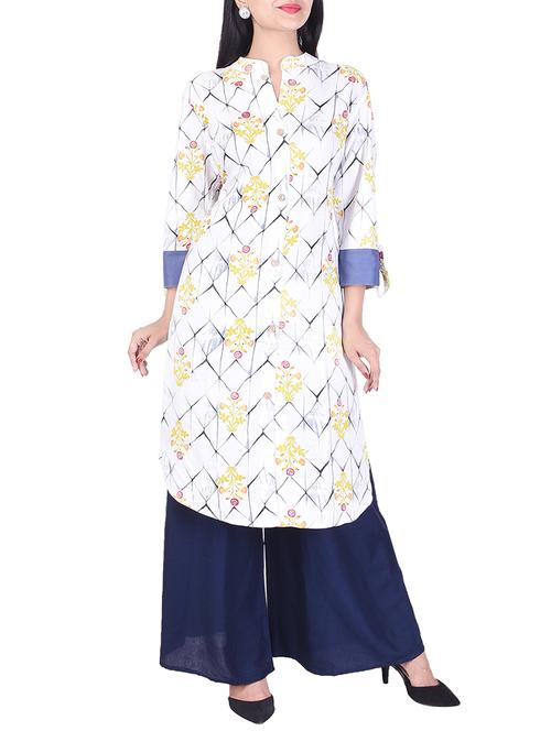 adesa blue rayon straight kurta - 14924635 - Very Small Image - 1