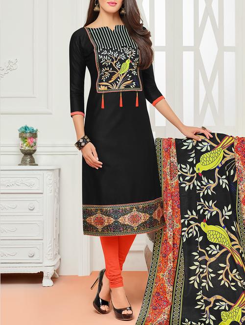embroidered unstitched churidaar suit - 14924653 - Very Small Image - 1