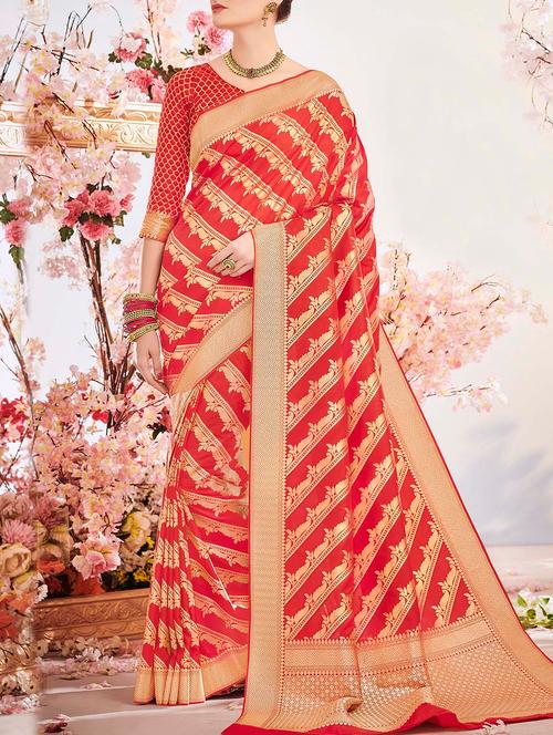 delicate golden zari banarasi saree with blouse - 14925860 - Very Small Image - 1