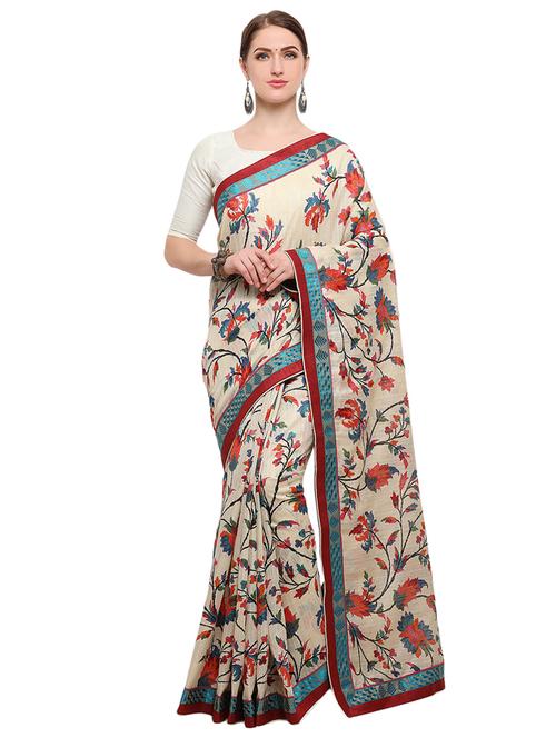 ditsy floral printed saree with blouse - 14925878 - Very Small Image - 1