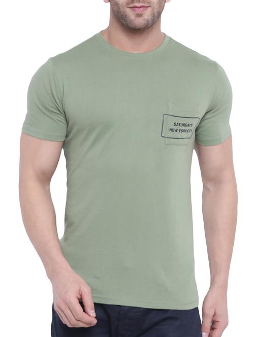 olive green cotton pocket t-shirt - 14926550 - Very Small Image - 1
