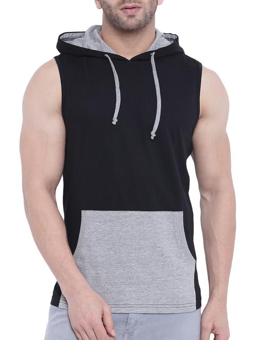 black cotton color block t-shirt - 14926569 - Very Small Image - 1