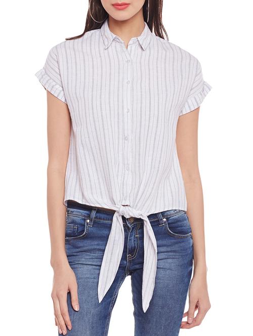 white striped front bow shirt - 14929427 - Very Small Image - 1