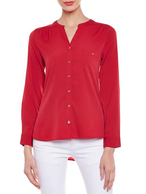 solid red casual shirt - 14929429 - Very Small Image - 1