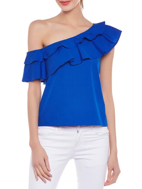 ruffled single shoulder top - 14929440 - Very Small Image - 1