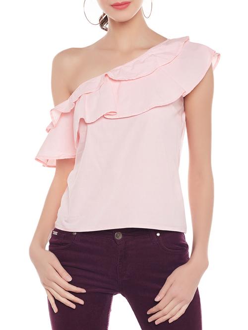 ruffled single shoulder top - 14929441 - Very Small Image - 1