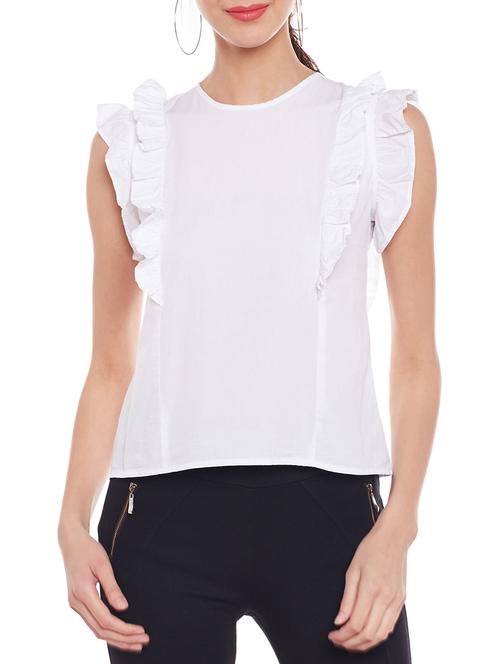 cut out detail tie back ruffled top - 14929443 - Very Small Image - 1