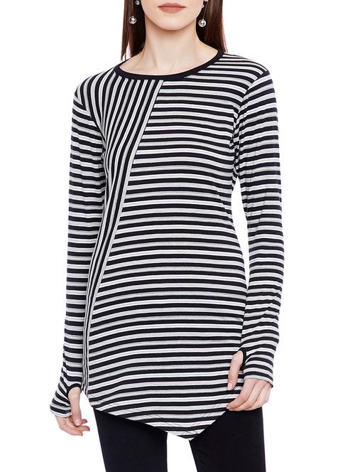 thumb hole sleeved striped tunic - 14929586 - Very Small Image - 1