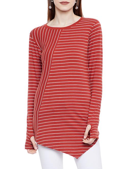thumb hole sleeved striped tunic - 14929590 - Very Small Image - 1