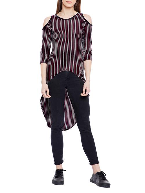 cold shoulder striped tunic - 14929616 - Very Small Image - 1