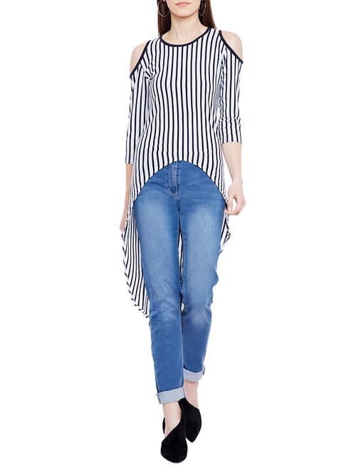 cold shoulder striped tunic - 14929622 - Very Small Image - 1