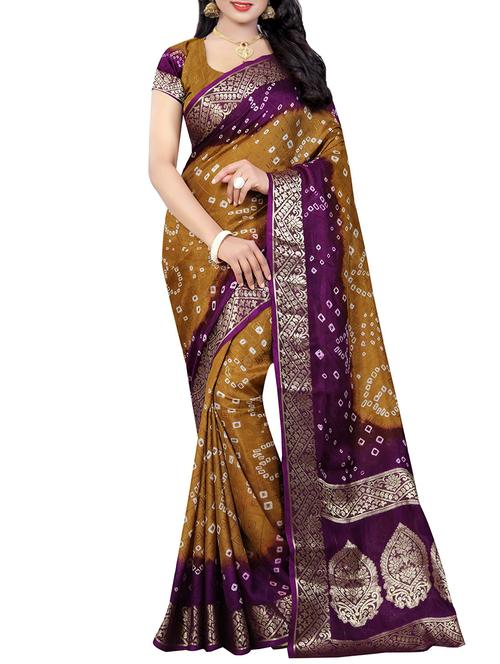 multi colored art silk bandhani saree with blouse - 14931249 - Very Small Image - 1