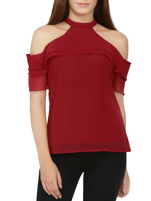 choker neck ruffle detail top - 14931337 - Very Small Image - 1