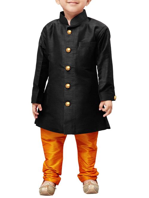 black cotton blend kurta set - 14932489 - Very Small Image - 1