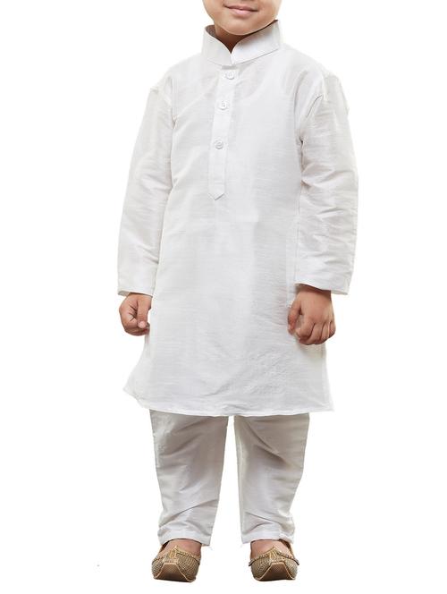 white cotton blend kurta set - 14932494 - Very Small Image - 1