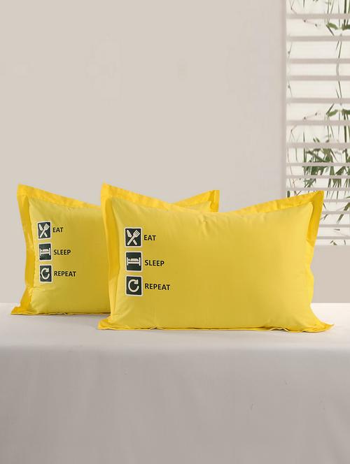 eat sleep repeat graffiti yellow pillow cover set of 2 - 14933298 - Very Small Image - 1