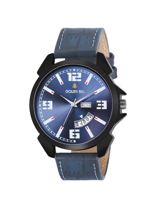 Golden Bell Original Blue Dial Blue Leather Strap Day and date Multifunction Chronograph Wrist Watch for Men - GB-1066 - 14933390 - Very Small Image - 1