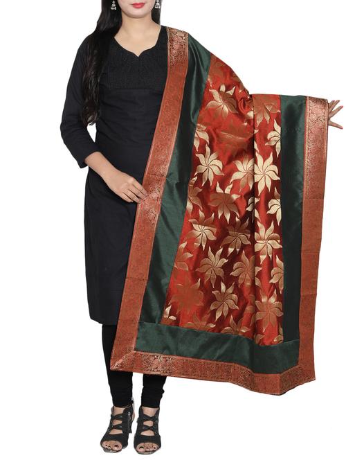 maroon banarasi dupatta - 14934982 - Very Small Image - 1