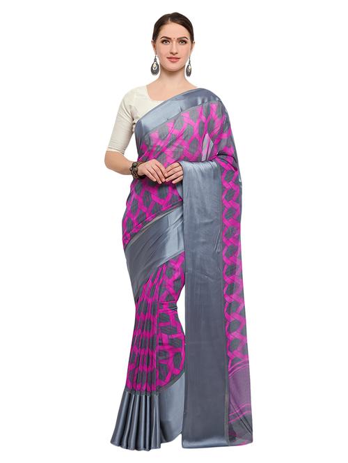 purple georgette printed saree with blouse - 14935508 - Very Small Image - 1