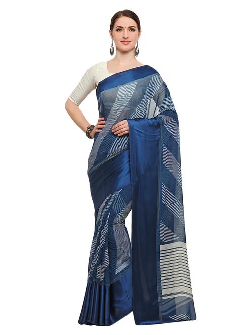 blue georgette printed saree with blouse - 14935510 - Very Small Image - 1