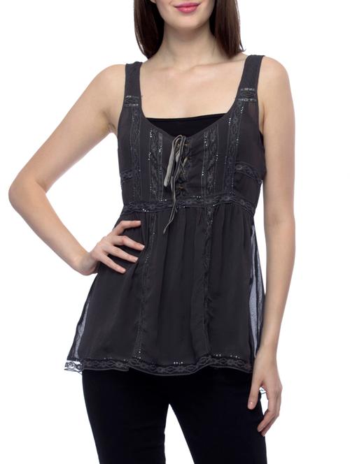 black lace viscose top - 14936268 - Very Small Image - 1