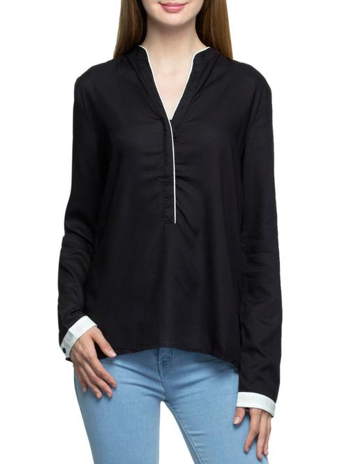 solid black viscose tunic - 14936270 - Very Small Image - 1