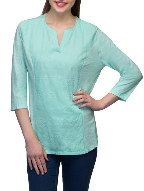 solid blue embroidered tunic - 14936271 - Very Small Image - 1